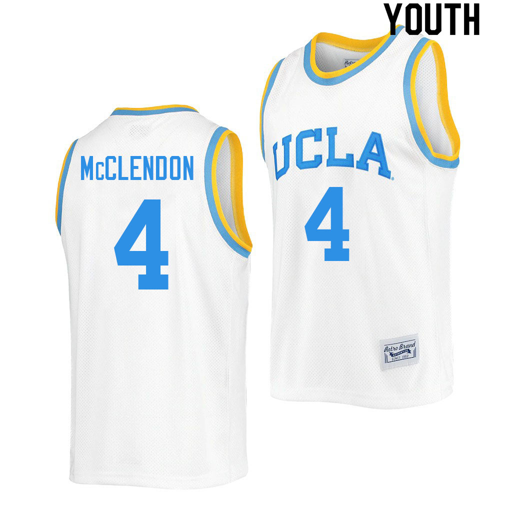 Youth #4 Will McClendon UCLA Bruins College Jerseys Sale-Retro White